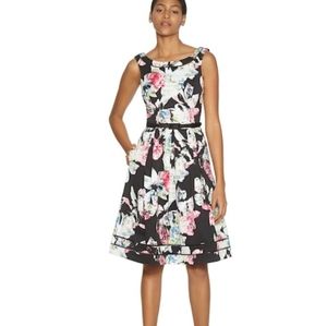 WHBM sleveless fallie floral shadow stripe dress